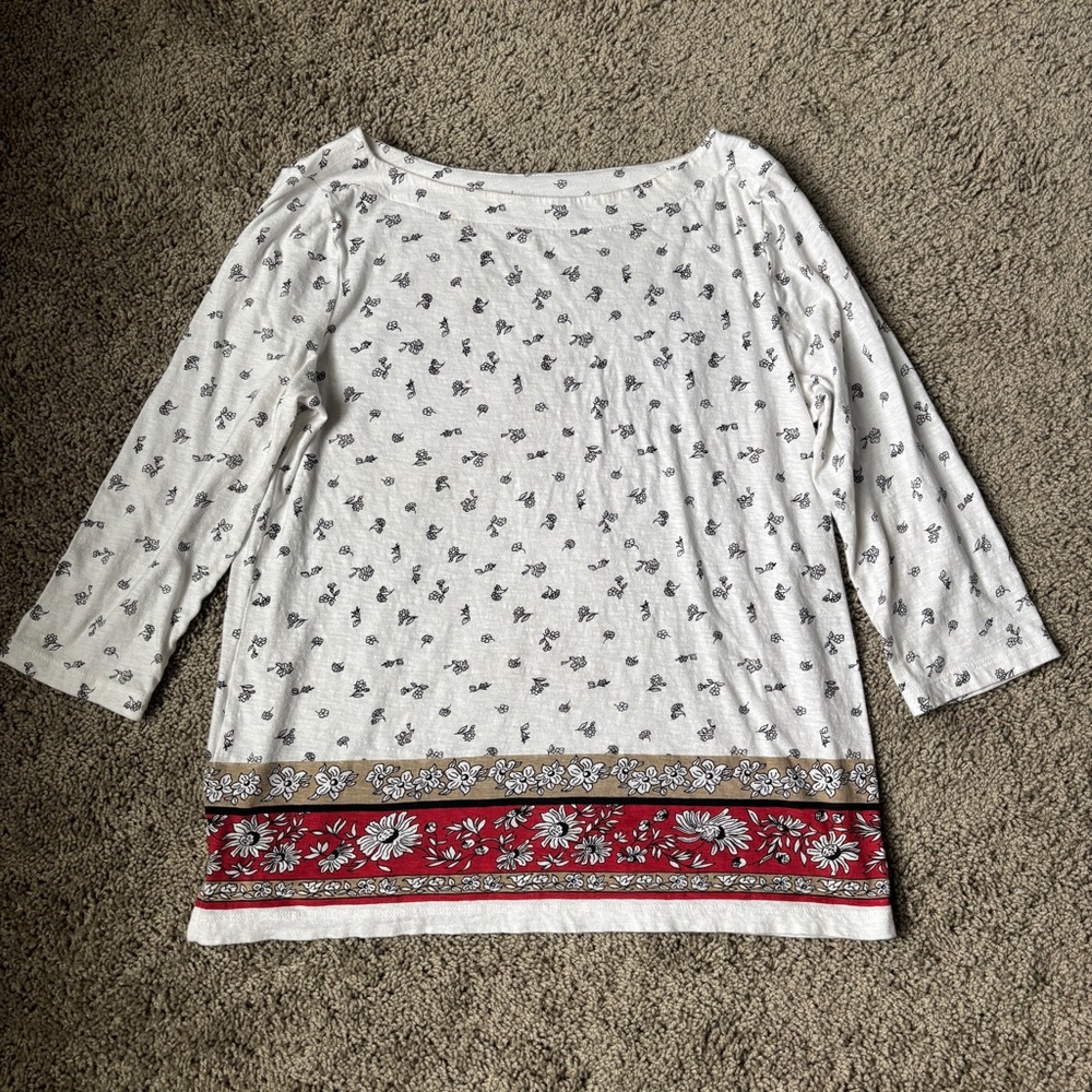 LOFT Size L 3/4 Sleeve Floral Top